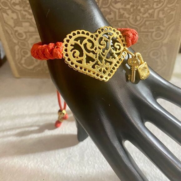 Braided Heart, Lock & Key Bracelet - Picture 2 of 3